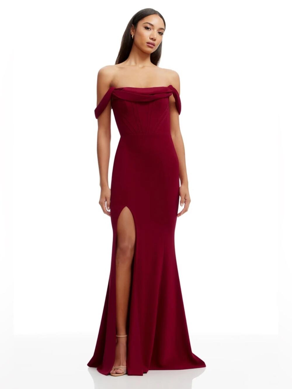 Dress The Population Melania Maxi Dress in Garnet XS NEW